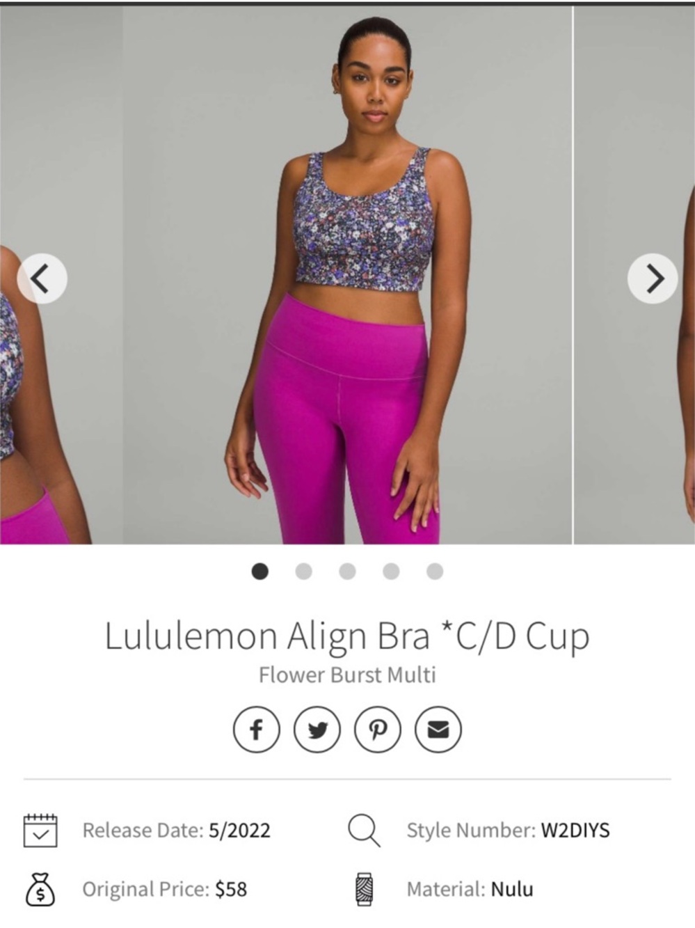 lululemon athletica Align Nulu Bra - Flower Burst Multi (purple, pink) C/D cup